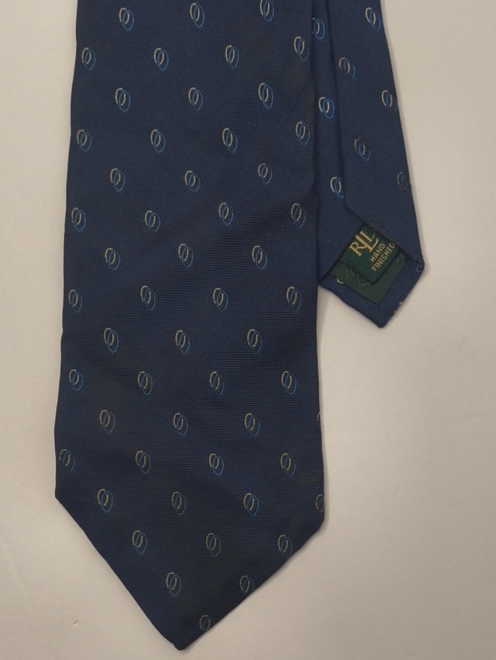 Ralph Lauren Navy Blue Silk Tie - Men's Classic Pattern